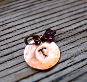 Birthstone Charm - Copper Initial Tag