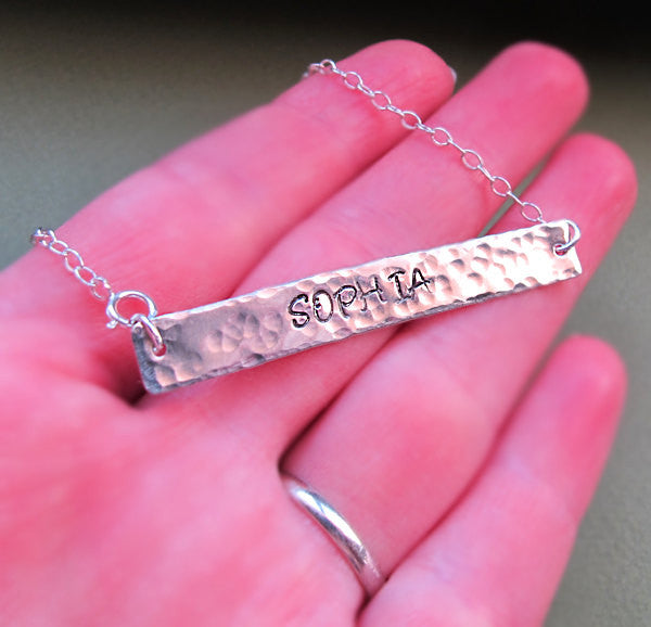 Name pendant silver necklace