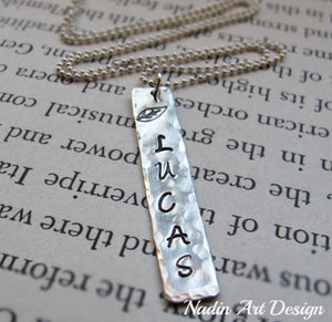 Stainless Steel Hand Stamped Mens Necklace