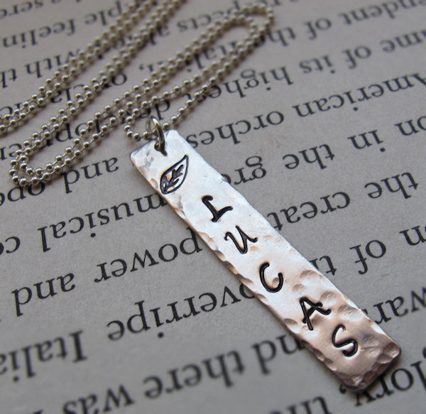 Stainless Steel Hand Stamped Mens Necklace