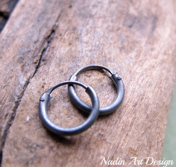 Black huggie hoops for men