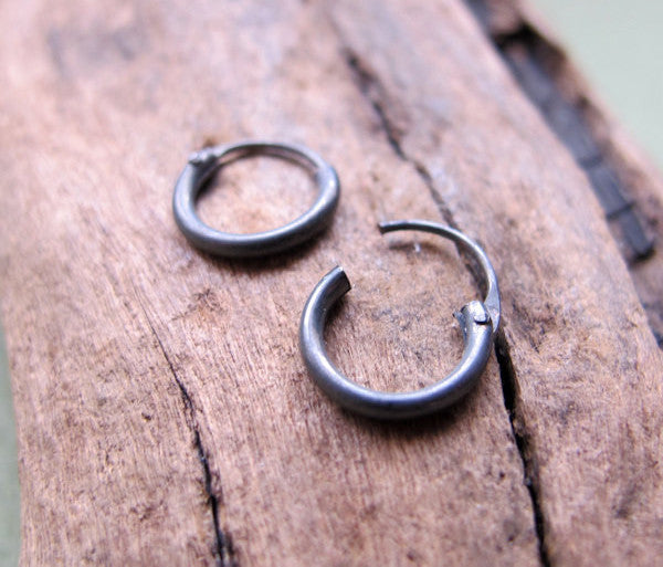 Black Huggie Hoops for Men