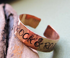 Personalized Wide Hand Stamped Copper Ring