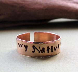 Copper Custom Ring - Wide Hammered Ring
