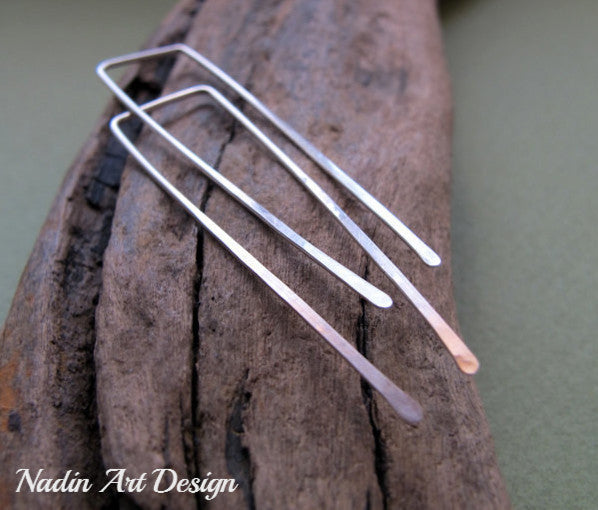 Long threader square top earrings