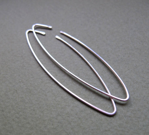 Narrow Long Earrings - Marquise Hoops