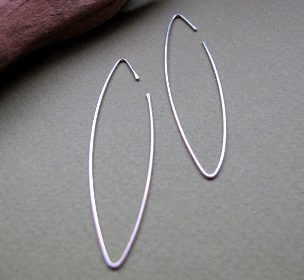 Narrow Long Earrings - Marquise Hoops