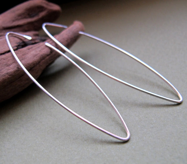 Narrow Long Earrings - Marquise Hoops