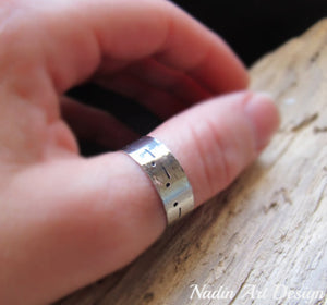 custom engraved wide steel band ring