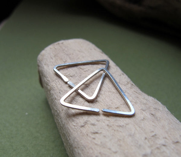 Triangle silver earring for men