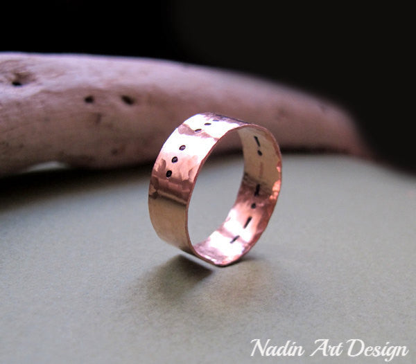Morse Code Ring - Copper Name Ring