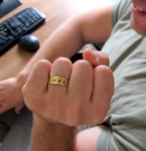 Custom Initials Ring - Engraved Gold Band