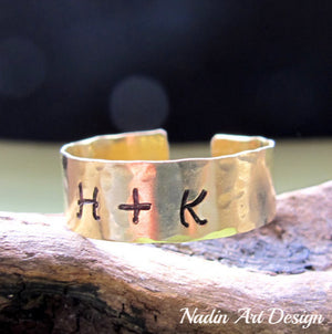 Custom Initials Ring - Engraved Gold Band