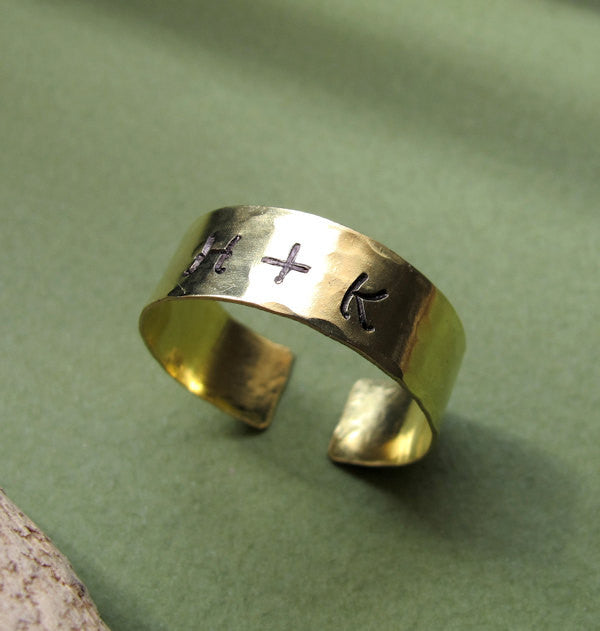 Custom Initials Ring - Engraved Gold Band