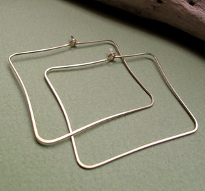 Square Geometric Earrings - Fashion Jewelry - Artisan Hoops