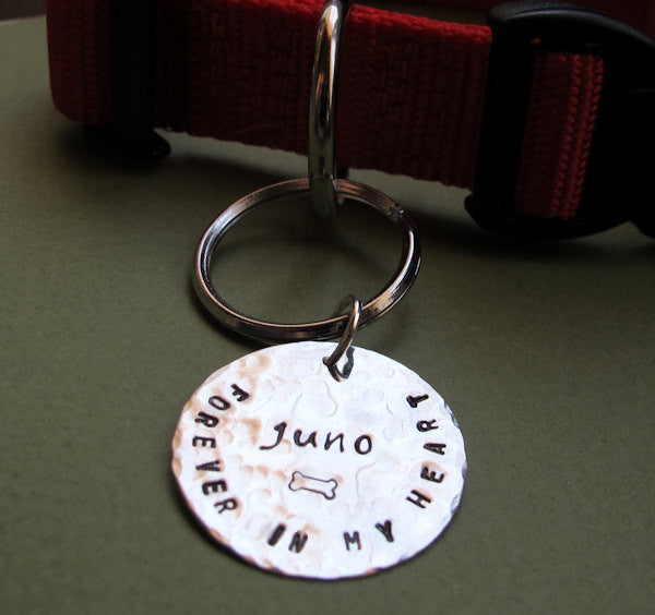Hammered custom charm keychain