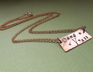 Engraved Rectangle Bar Tag Necklace