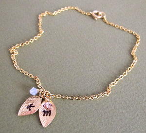 Gold Leaves Birthstone Necklace