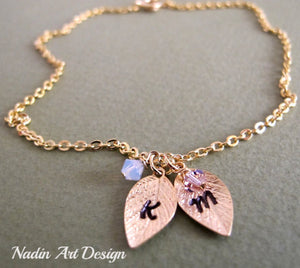 Gold Leaves Birthstone Necklace