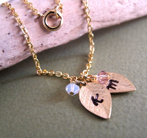 Gold Leaves Birthstone Necklace