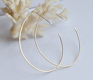 Lotus Gold Hoop Earrings - Open teardrop hoops in Gold Filled