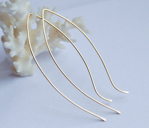 Petal long gold earrings