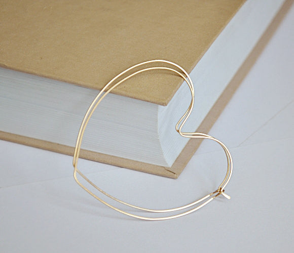 Gold Heart Hoop Earrings