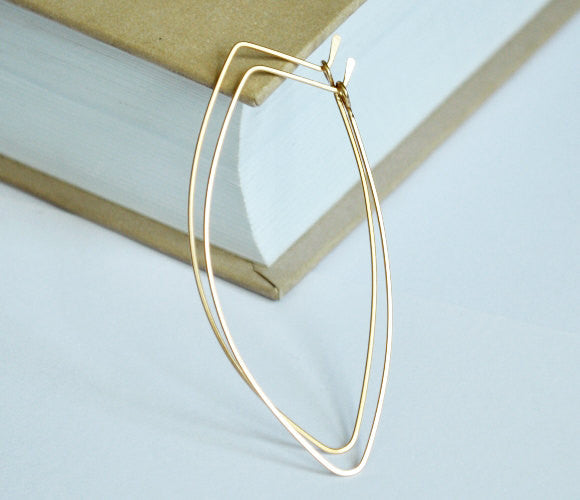 Gold petal hoop earrings - Leaf Hoops