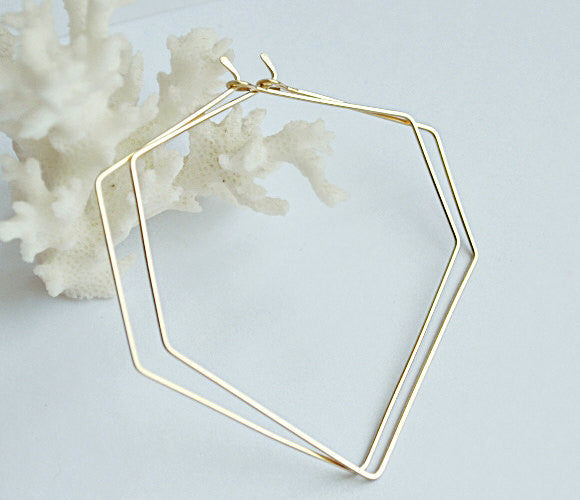 Hexagon Gold Earrings 