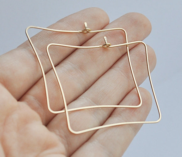 Square Gold Hoop Earrings - Geometric hoops