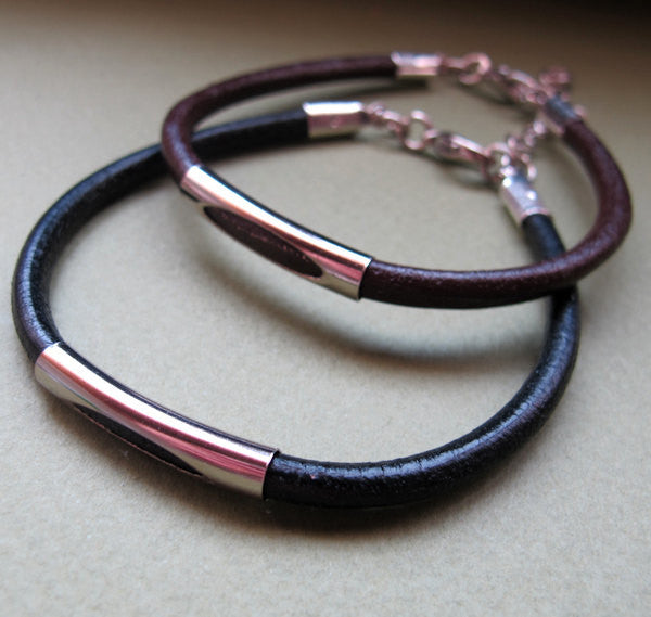 Adjustable Black / Brown Mens Bracelet