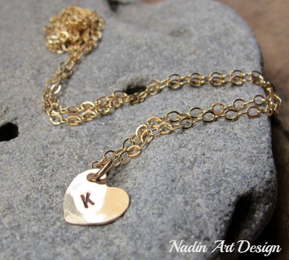 Initial Charm heart gold necklace