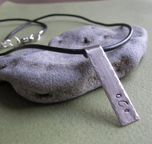 Initial Tag Leather Cord Men's Necklace