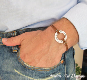 Custom Longitude Latitude Personalized Bracelet for Him - Mens Bracelets