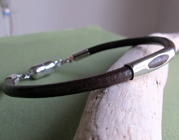 Men's Leather Bracelet with Magnetic Clasp