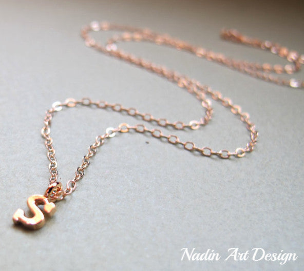 Letter charm gold necklace