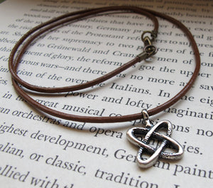 Celtic Necklace - Leather Cord Celtic Knot Pendant for Men