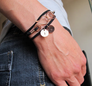 Leather Cord Wrap Charm Bracelet