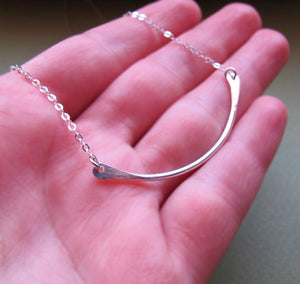 Curved Pendant Sterling Silver Necklace