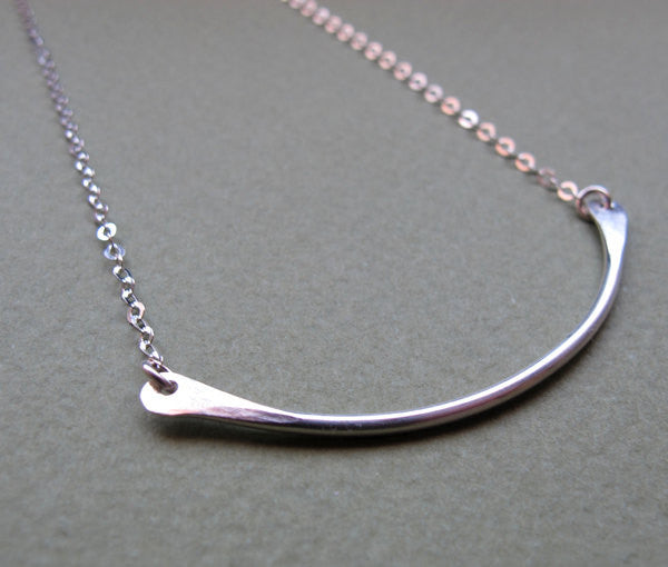 Curved Pendant Sterling Silver Necklace