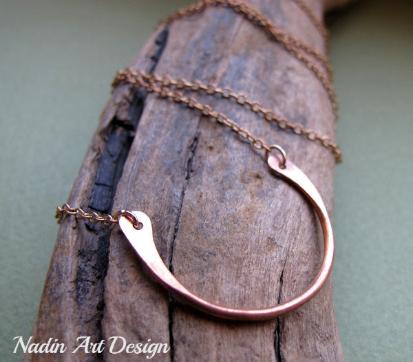 Horseshoe pendant copper necklace