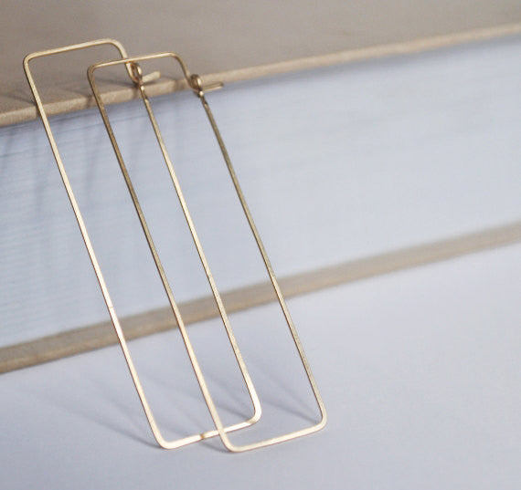 Geometric Rectangle Hoop Earrings