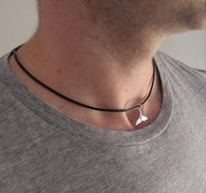 Whale Tail Pendant Cord Necklace for Men