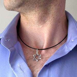 Jewish star pendant necklace for men