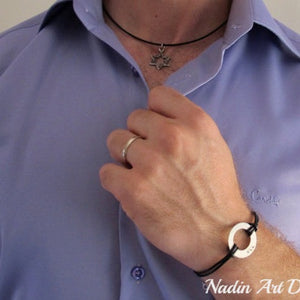 ALD leather bracelet for men - Jewish Bracelet