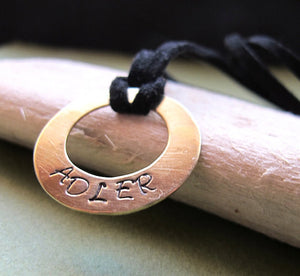 Leather Suede Necklace - Hebrew Engraved Disc