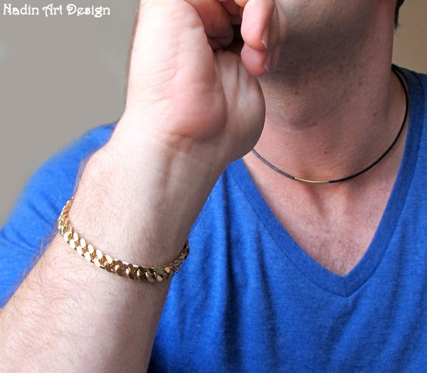 Men's Solid Curb Chain Link Bracelet