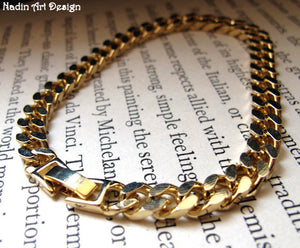 Gold Curb-Link Bracelet for Men
