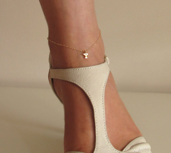 Letter charm gold anklet bracelet