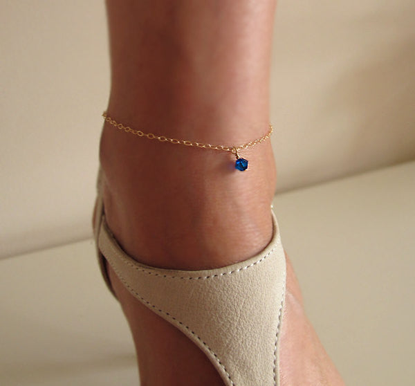 Crystal charm gold anklet bracelet